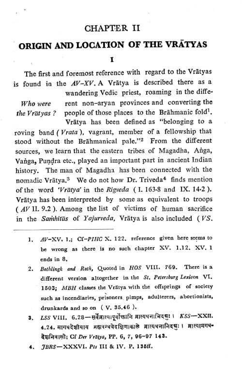 Vratyas in Ancient India